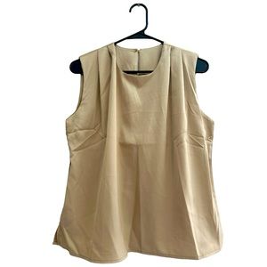 NWT Commense Leisure Satin Blouse Womens Size Small Khaki Tan Neutral